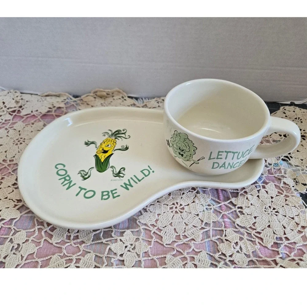 Unique Vegetable‎ Pun Soup and Sandwich Set 4pc Excellent 2003 Retro Kitsch